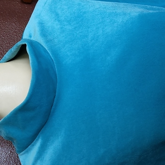 Vintage 90's Turquoise Velvet Velour Top - Picture 1 of 4